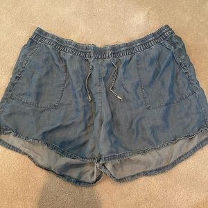 XXL Plus Drawstring Paperbag Denim Shorts